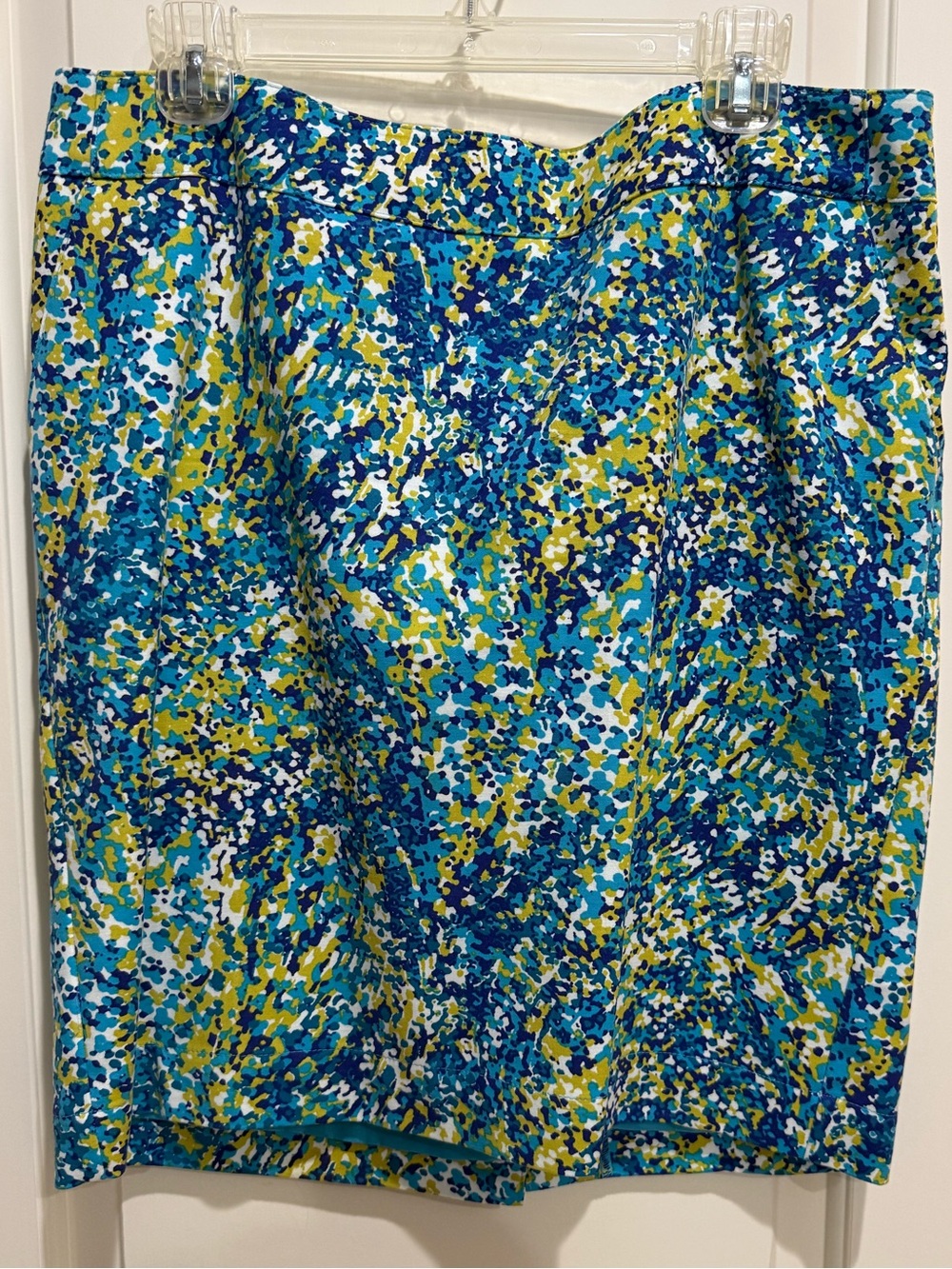 Merona Blue & Green Abstract Print Pencil Skirt